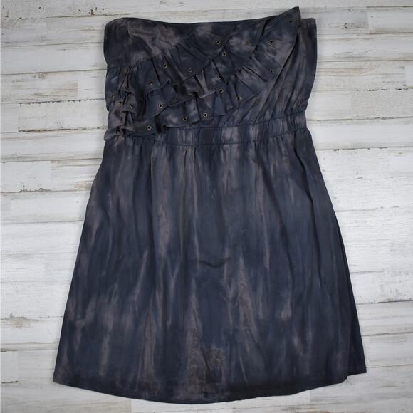 Y2K vintage strapless dark gray tie dye grunge mini dress Junior's Large biker - Picture 1 of 5